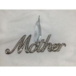 Mother Ornament Silver Tone Rhinestones 6 Inches Ribbon Hanger Holiday Gift Idea
